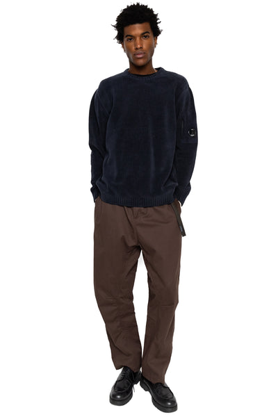 Chenille Cotton Crew Neck Knit - Total Eclipse