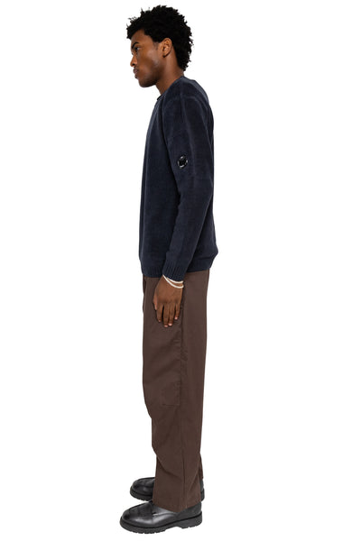 Chenille Cotton Crew Neck Knit - Total Eclipse