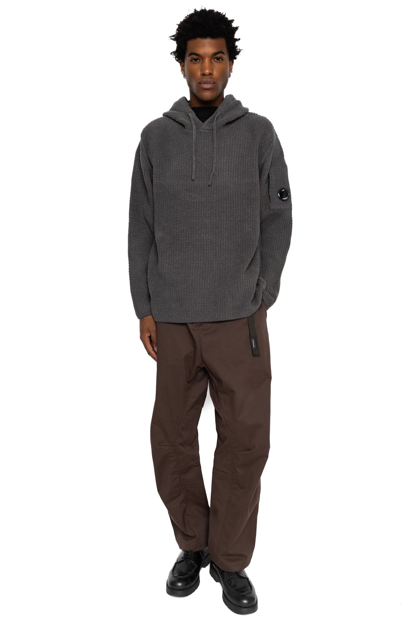 Chenille Cotton Hooded Knit - Dark Shadow