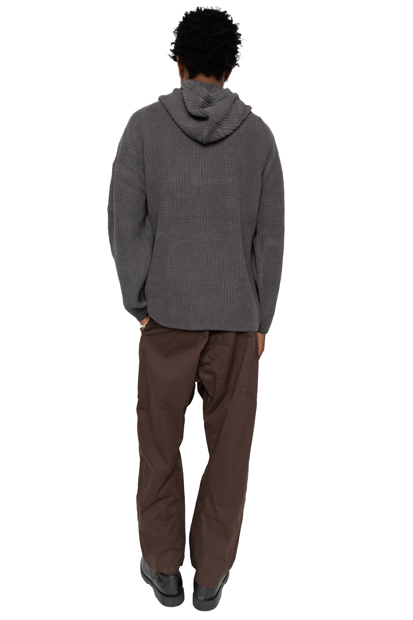 Chenille Cotton Hooded Knit - Dark Shadow