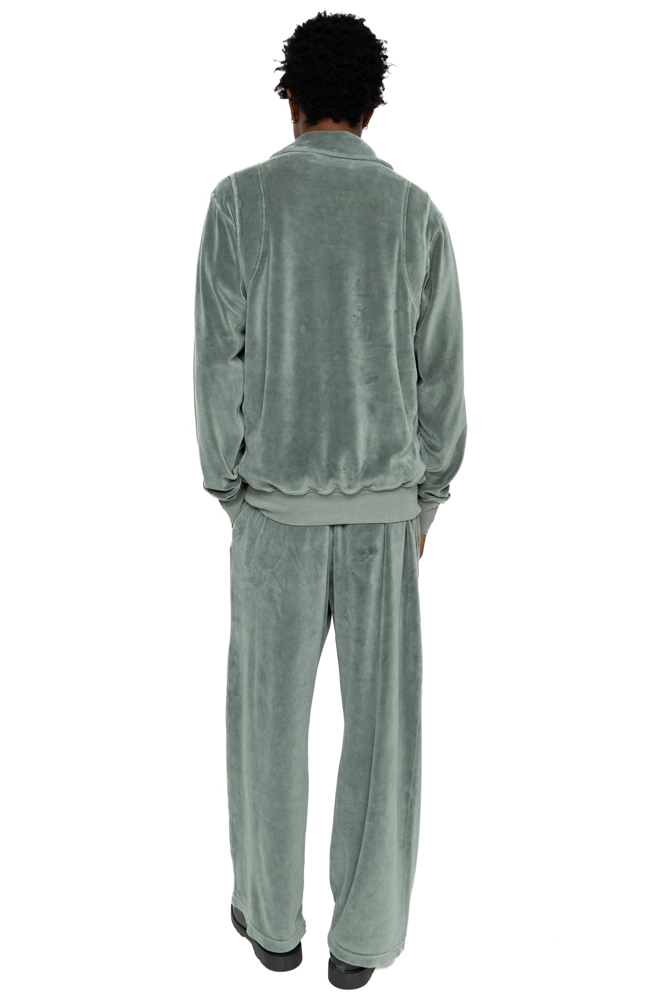 Velour Moto Back Polo - Slate Grey