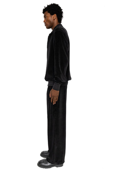 Velour Moto Back Polo - Jet Black