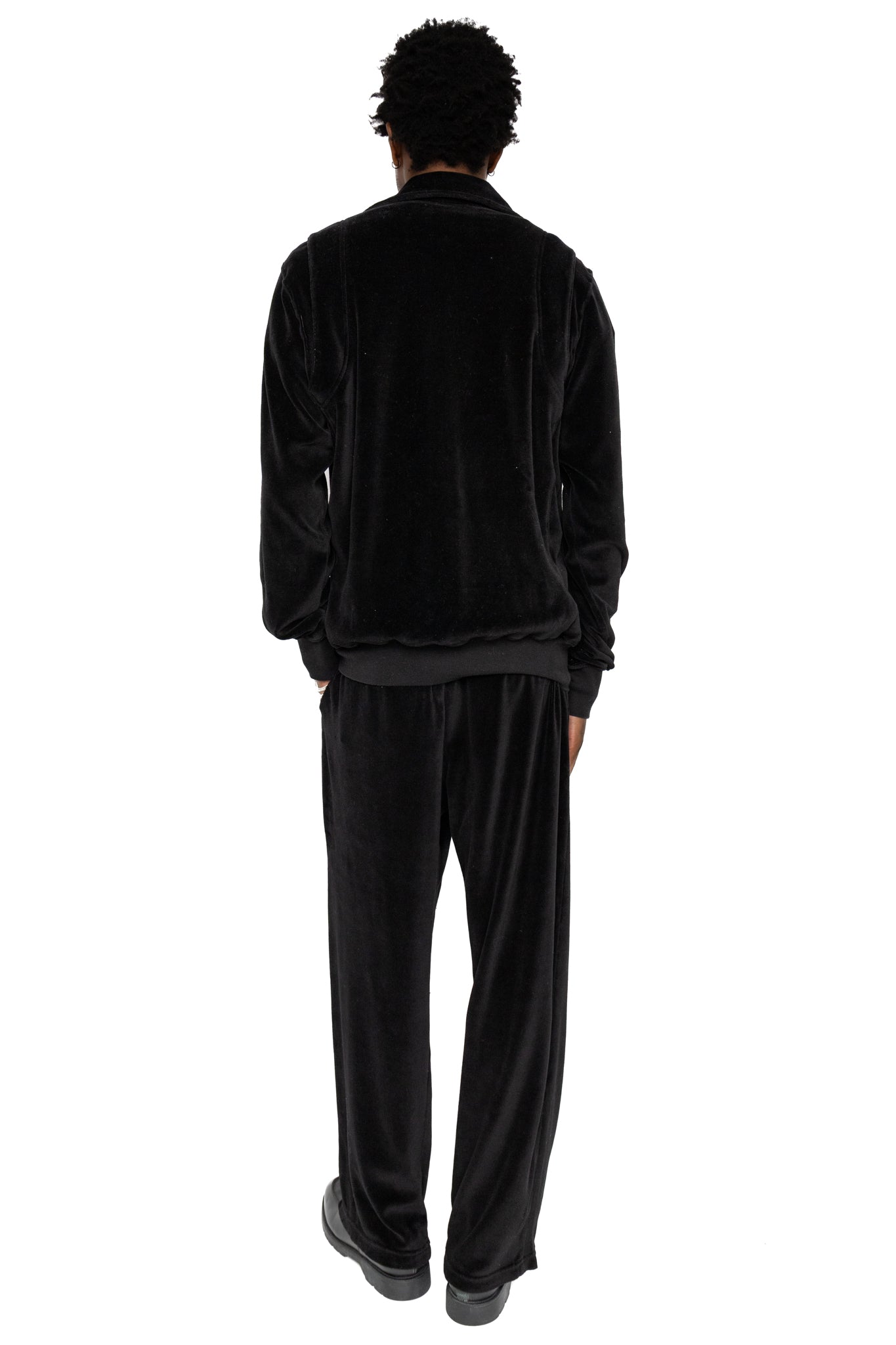 Velour Moto Back Polo - Jet Black