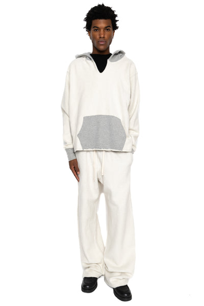 Raw Cropped Inside Out Hoodie Heavyweight Fleece - Heather Grey