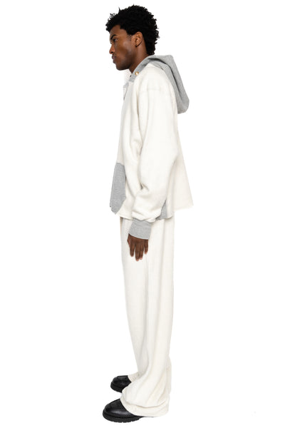 Raw Cropped Inside Out Hoodie Heavyweight Fleece - Heather Grey