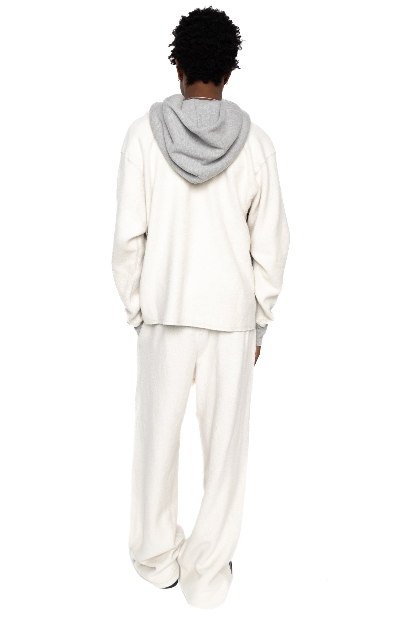 Raw Cropped Inside Out Hoodie Heavyweight Fleece - Heather Grey