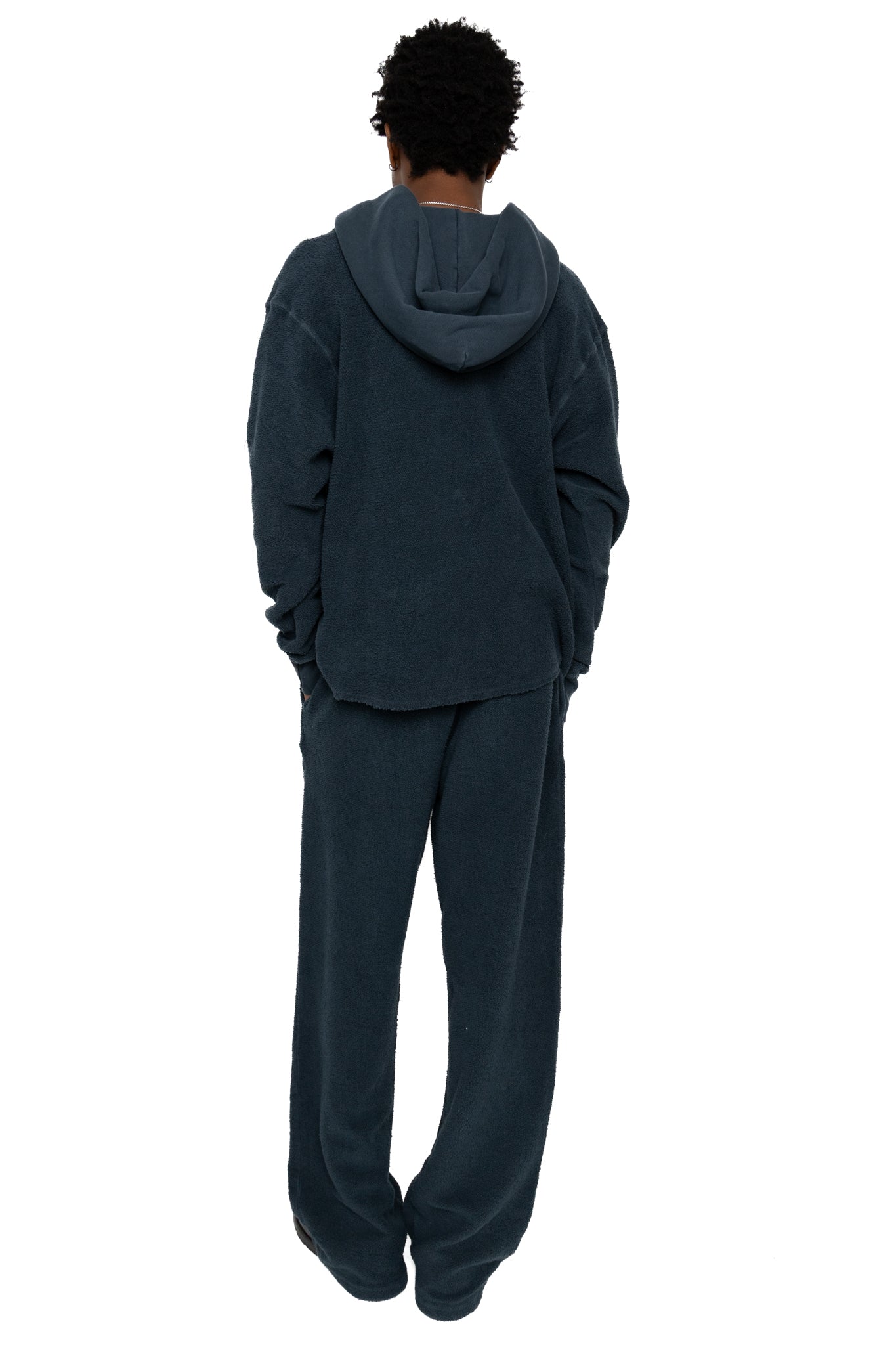 Raw Cropped Inside Out Hoodie Heavyweight Fleece - Faded Black