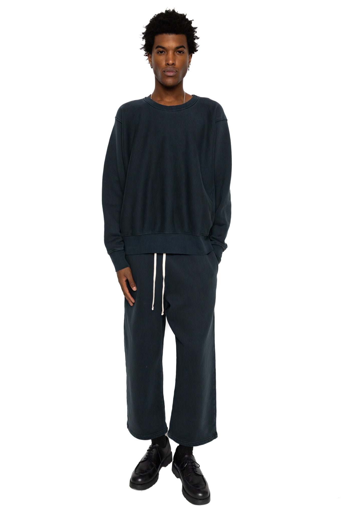 Cropped Relaxed Pant Heavyweight Fleece - Faded Black