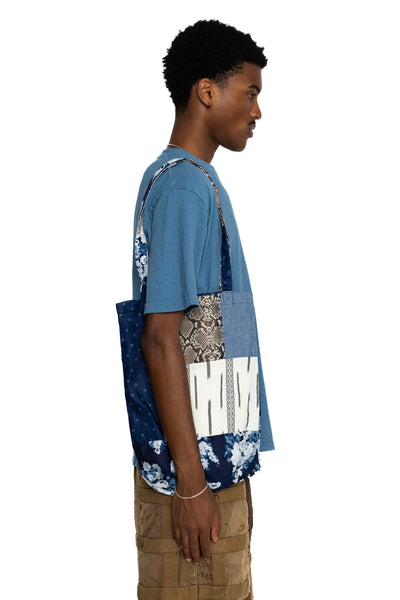 Patchwork NOVEL Tote Bag - Indigo