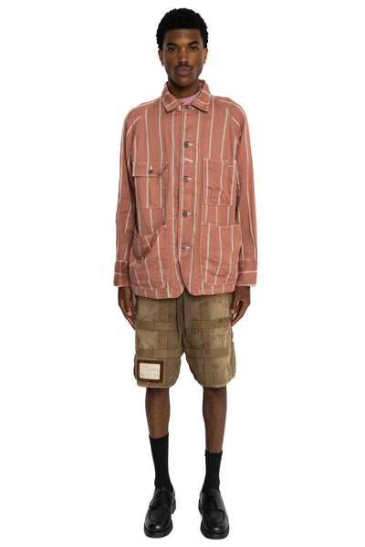 Linen PHILLIES Stripe CACTUS Coverall - SOHO Brick