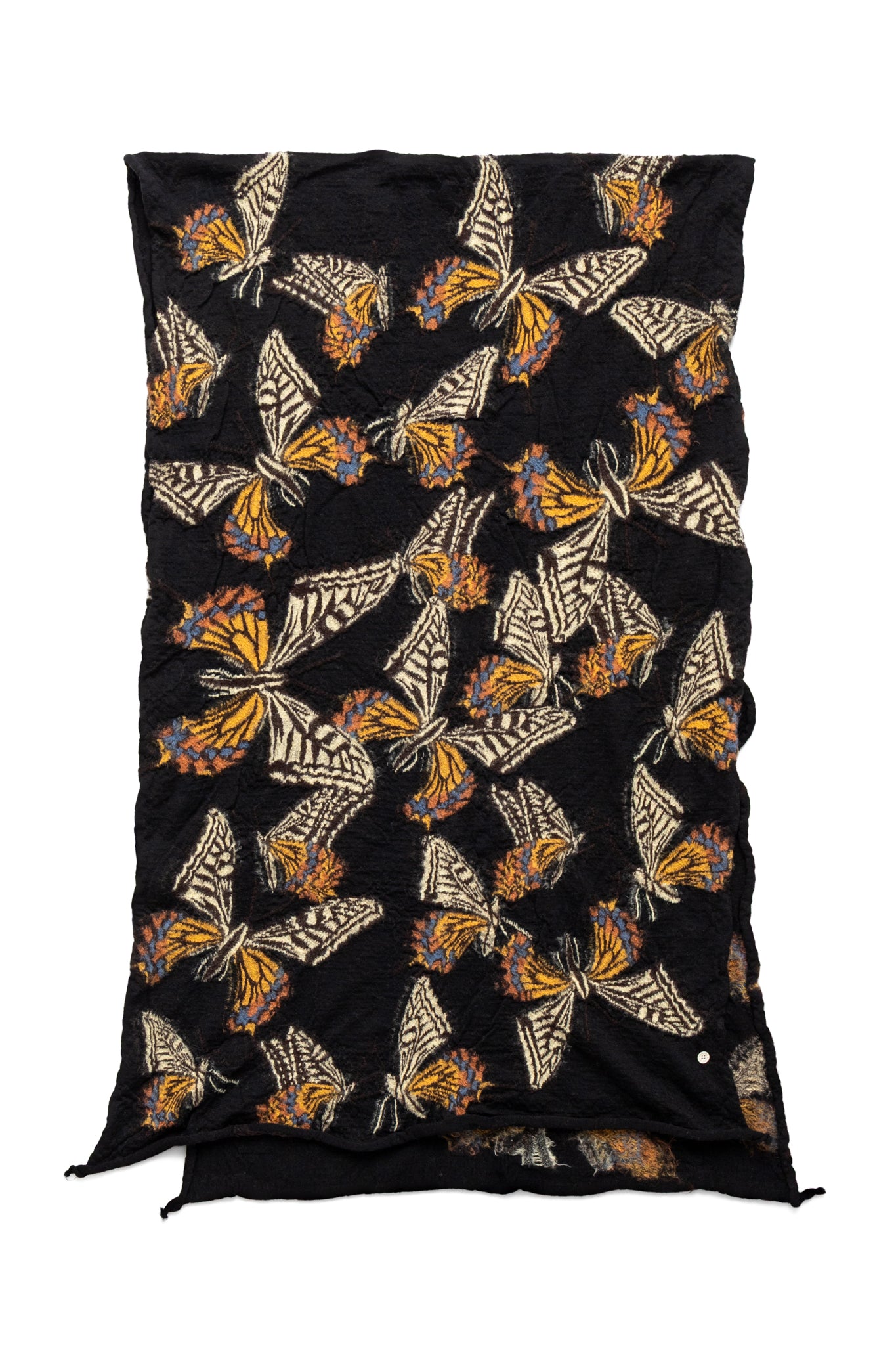 Fulling Wool Scarf Butterfly - Black