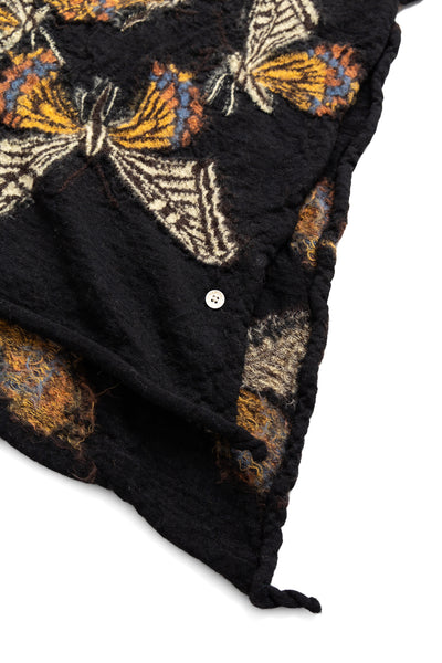 Fulling Wool Scarf Butterfly - Black