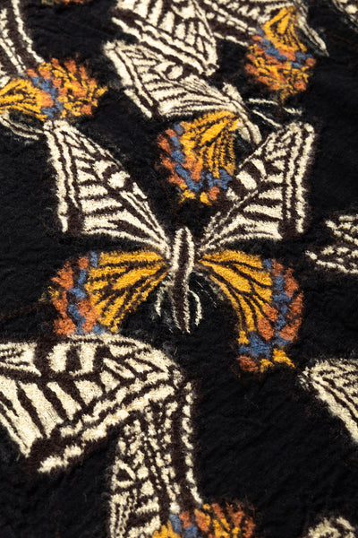 Fulling Wool Scarf Butterfly - Black