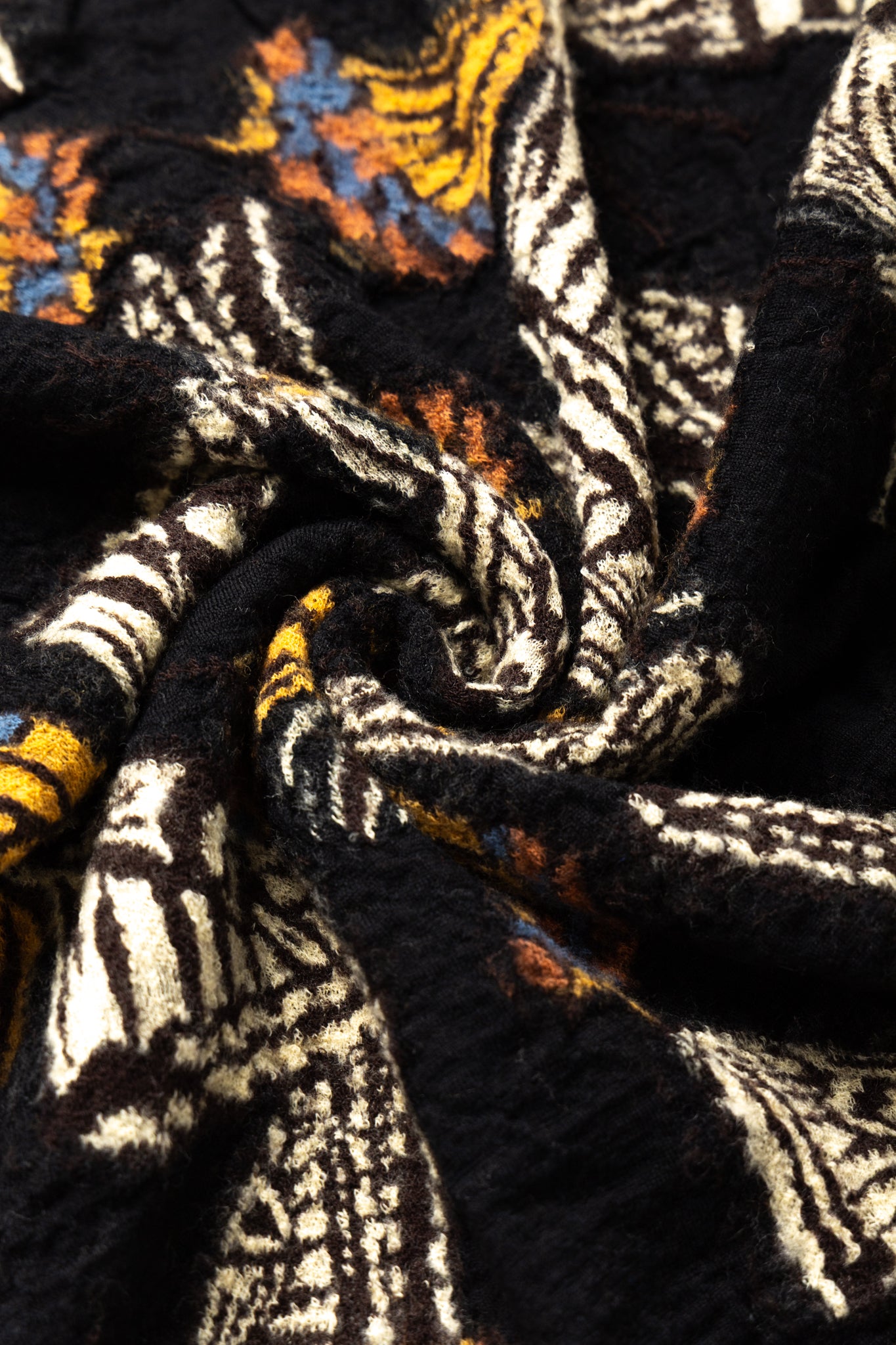 Fulling Wool Scarf Butterfly - Black