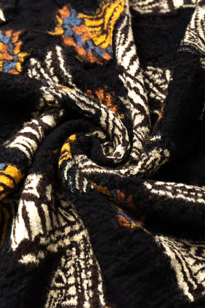 Fulling Wool Scarf Butterfly - Black