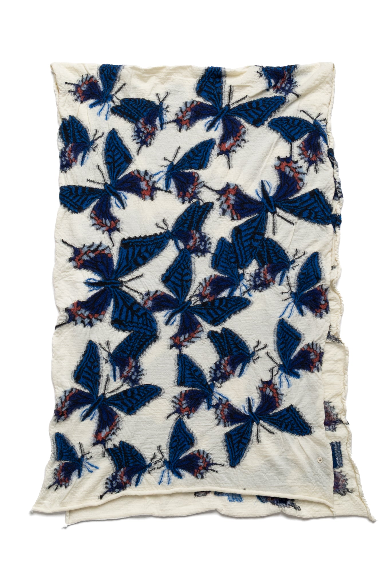 Fulling Wool Scarf Butterfly - White