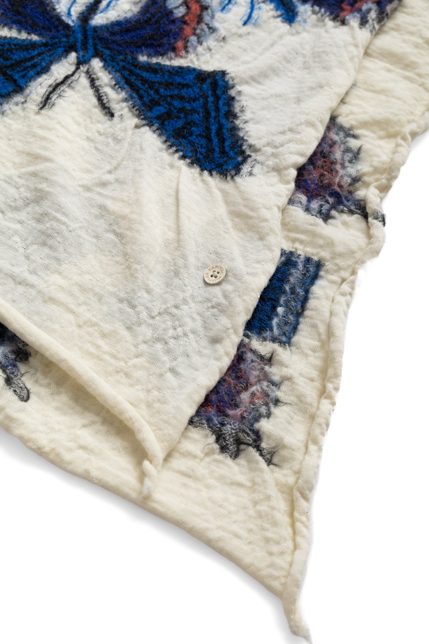 Fulling Wool Scarf Butterfly - White