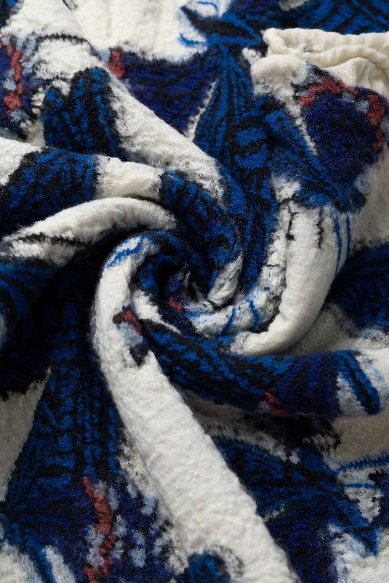 Fulling Wool Scarf Butterfly - White