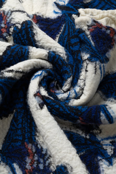 Fulling Wool Scarf Butterfly - White
