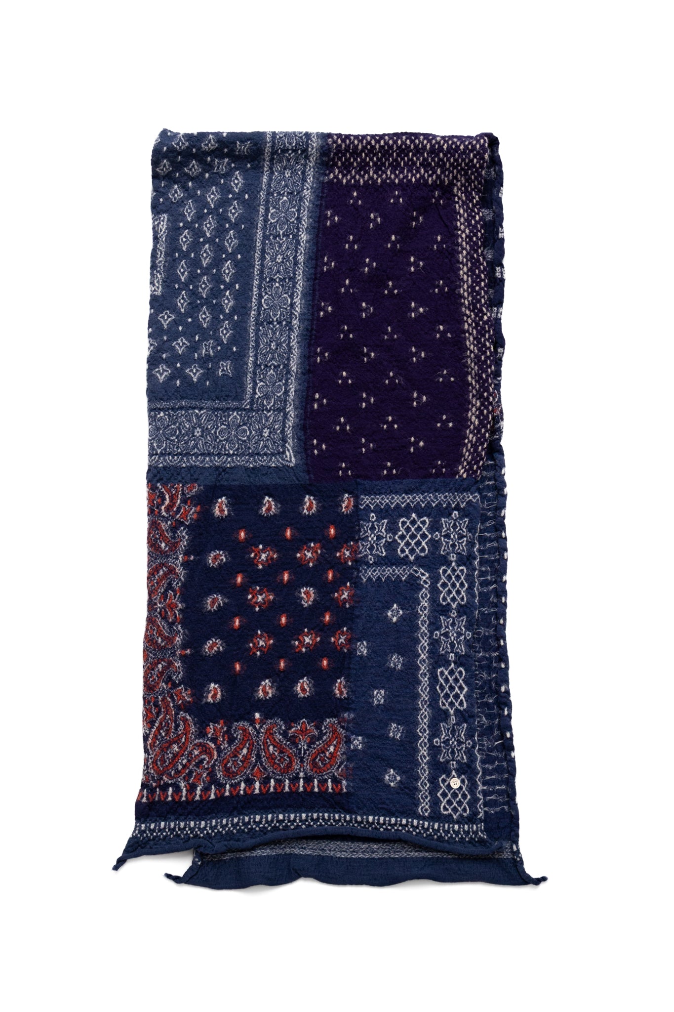 Fulling Wool HAPPY Scarf Bandana Patchwork - Navy