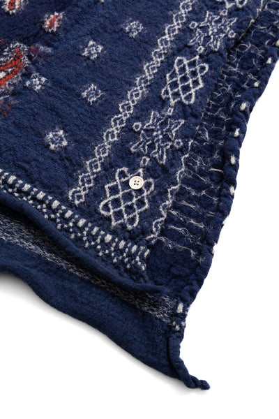 Fulling Wool HAPPY Scarf Bandana Patchwork - Navy