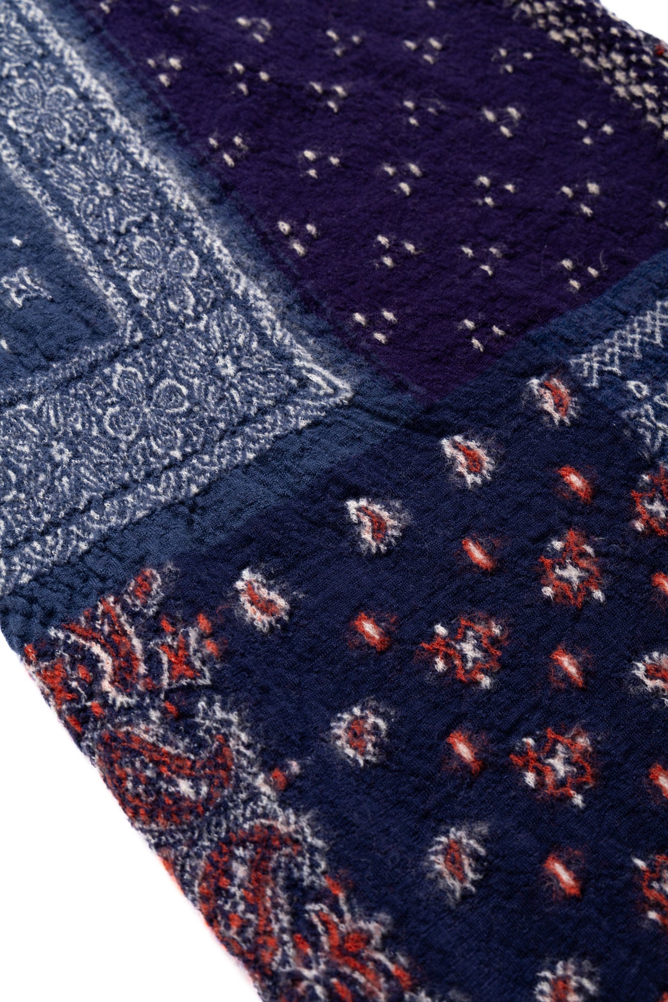 Fulling Wool HAPPY Scarf Bandana Patchwork - Navy