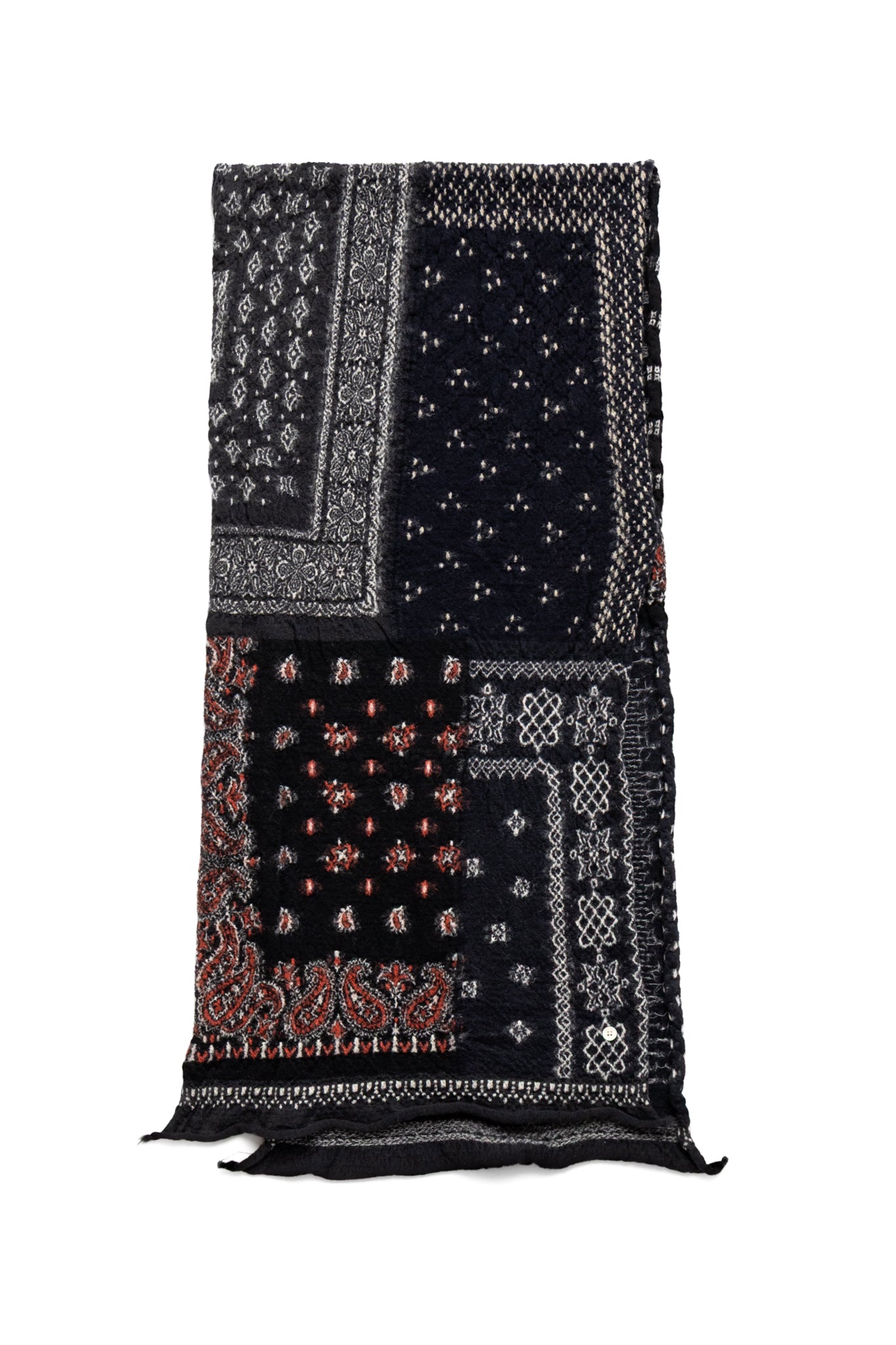 Fulling Wool HAPPY Scarf Bandana Patchwork - Black