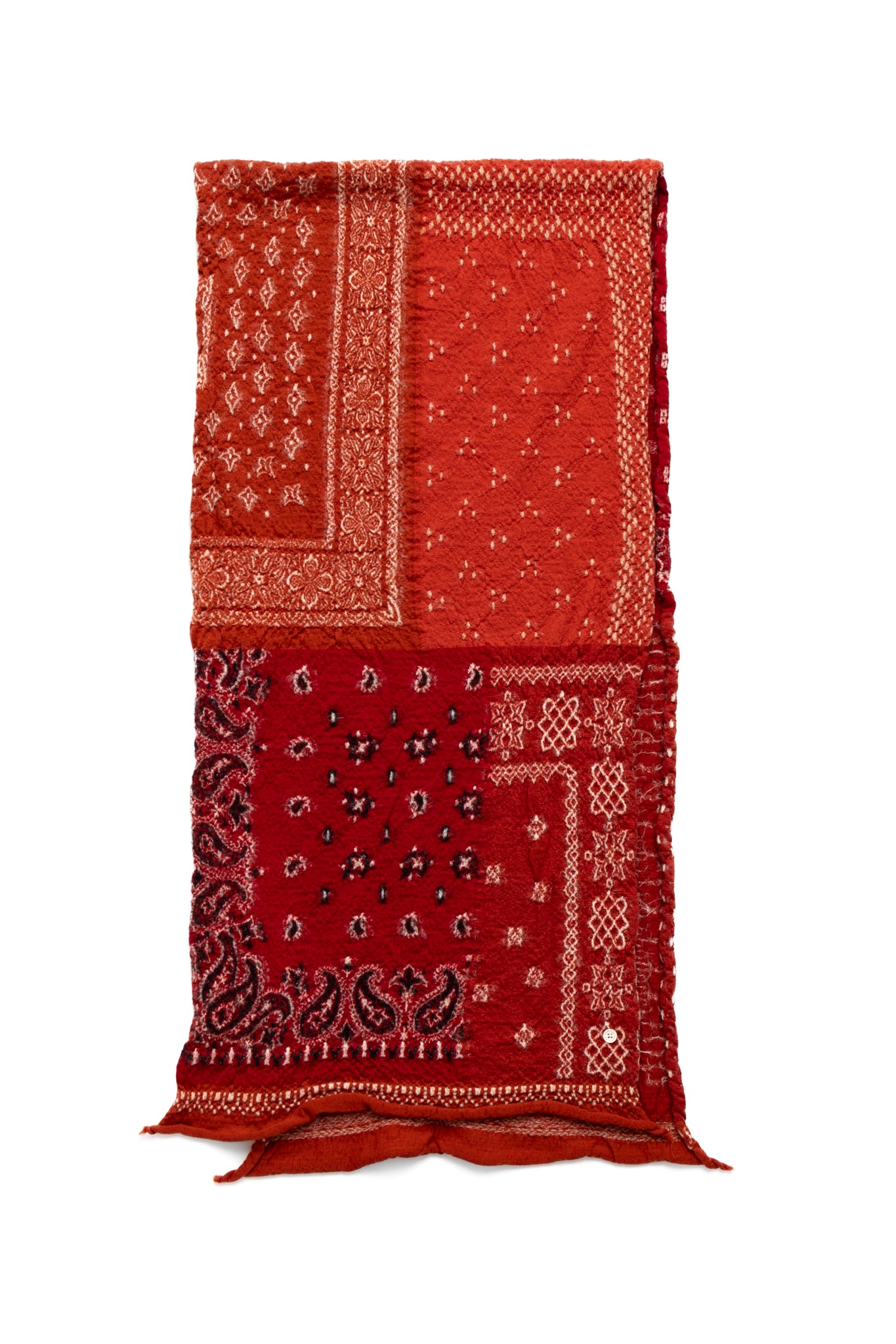 Fulling Wool HAPPY Scarf Bandana Patchwork - Red