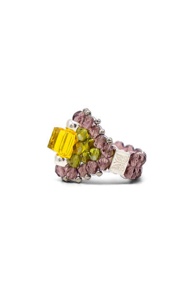 NEEDLES x Tie A Knot Square Crystal Beads Ring - Yellow x Purple