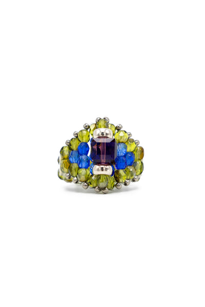 NEEDLES x Tie A Knot Square Crystal Beads Ring - Purple x Olive