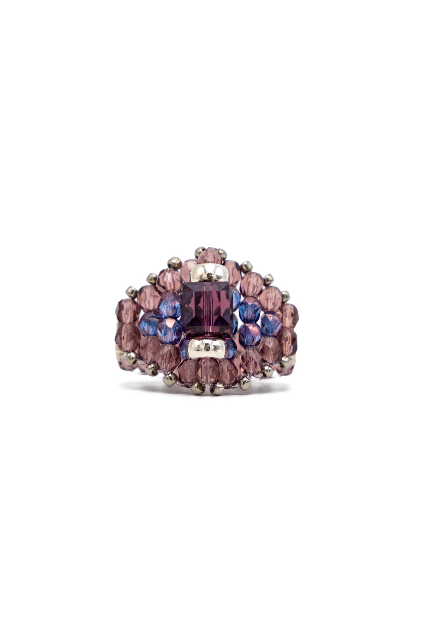 NEEDLES x Tie A Knot Square Crystal Beads Ring - Purple x Purple