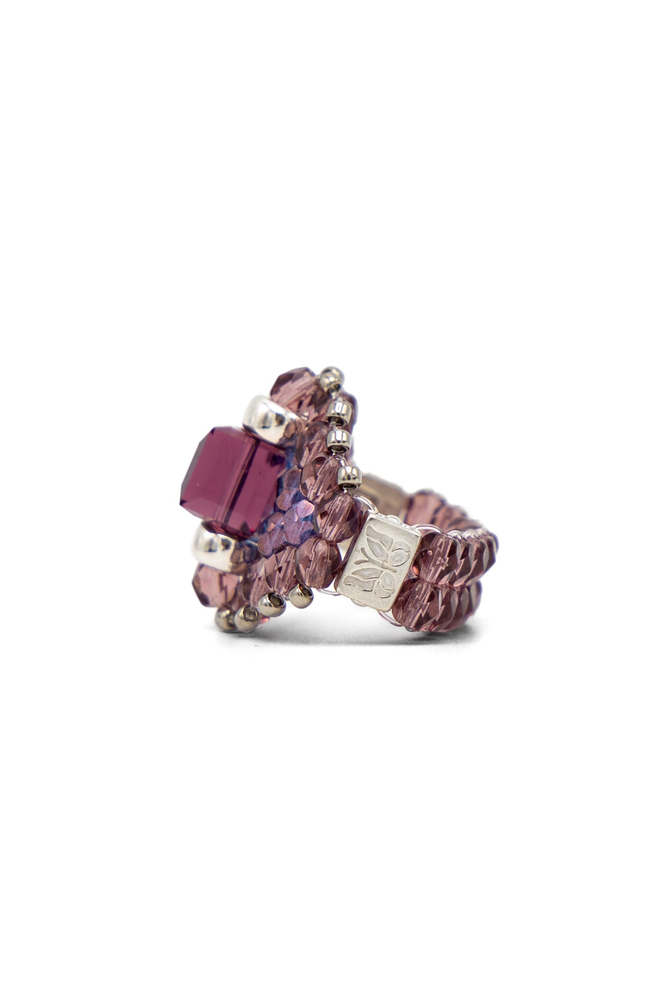 NEEDLES x Tie A Knot Square Crystal Beads Ring - Purple x Purple