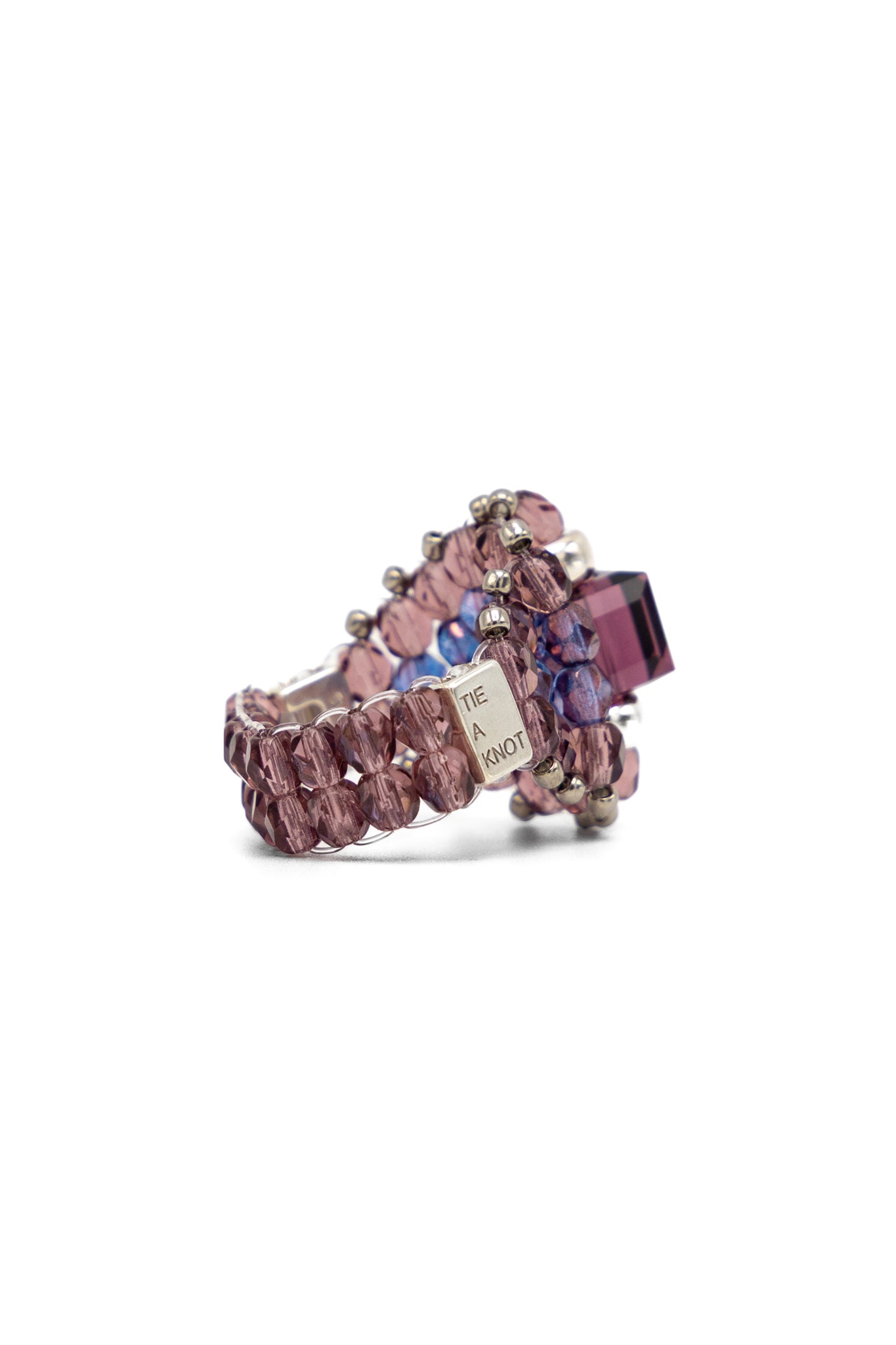 NEEDLES x Tie A Knot Square Crystal Beads Ring - Purple x Purple