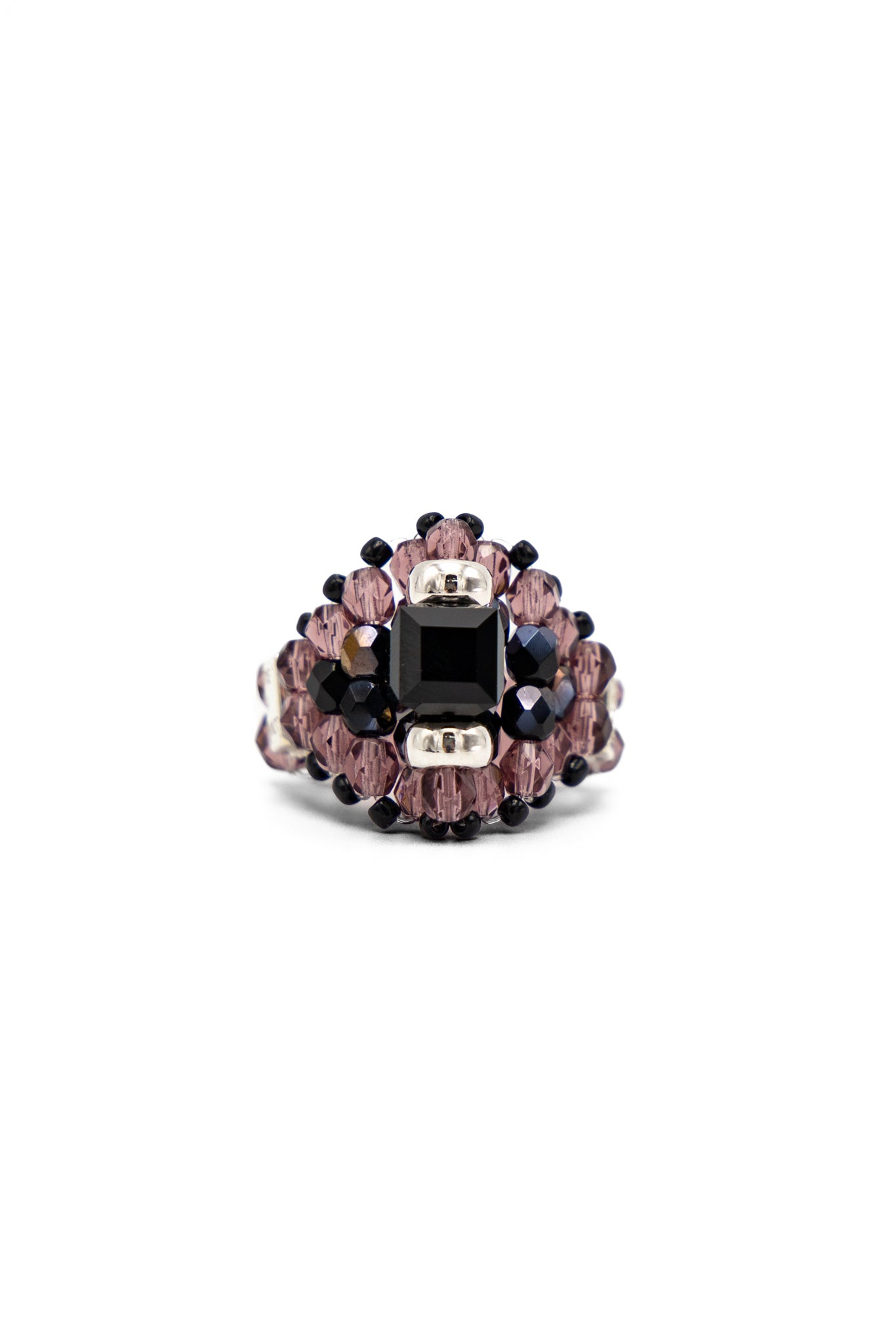 NEEDLES x Tie A Knot Square Crystal Beads Ring - Black x Purple