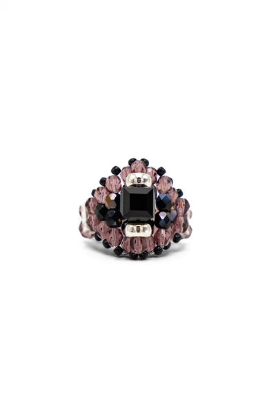 NEEDLES x Tie A Knot Square Crystal Beads Ring - Black x Purple