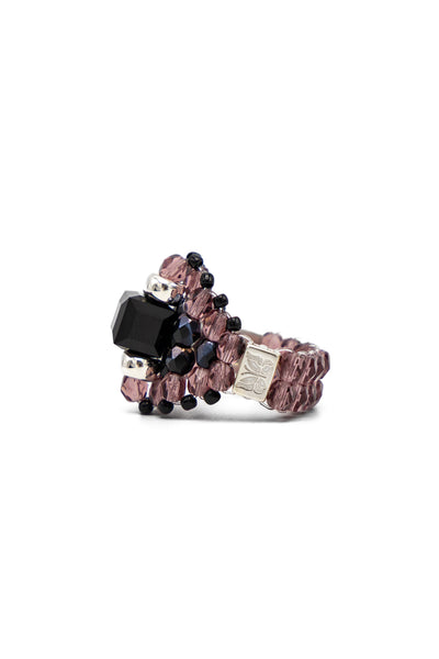 NEEDLES x Tie A Knot Square Crystal Beads Ring - Black x Purple