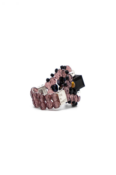 NEEDLES x Tie A Knot Square Crystal Beads Ring - Black x Purple