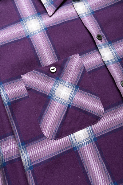 One-Up Shirt Printed Flannel Plaid - Purple