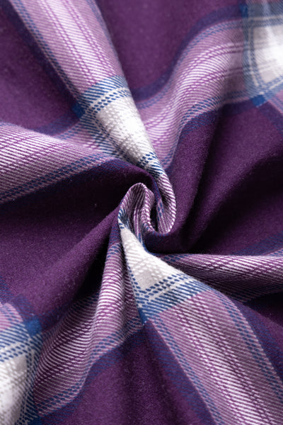 One-Up Shirt Printed Flannel Plaid - Purple