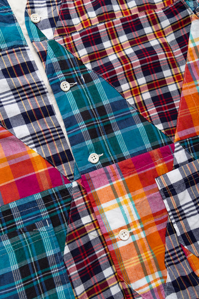 Knit Cardigan Multi Color Triangle Patchwork Madras