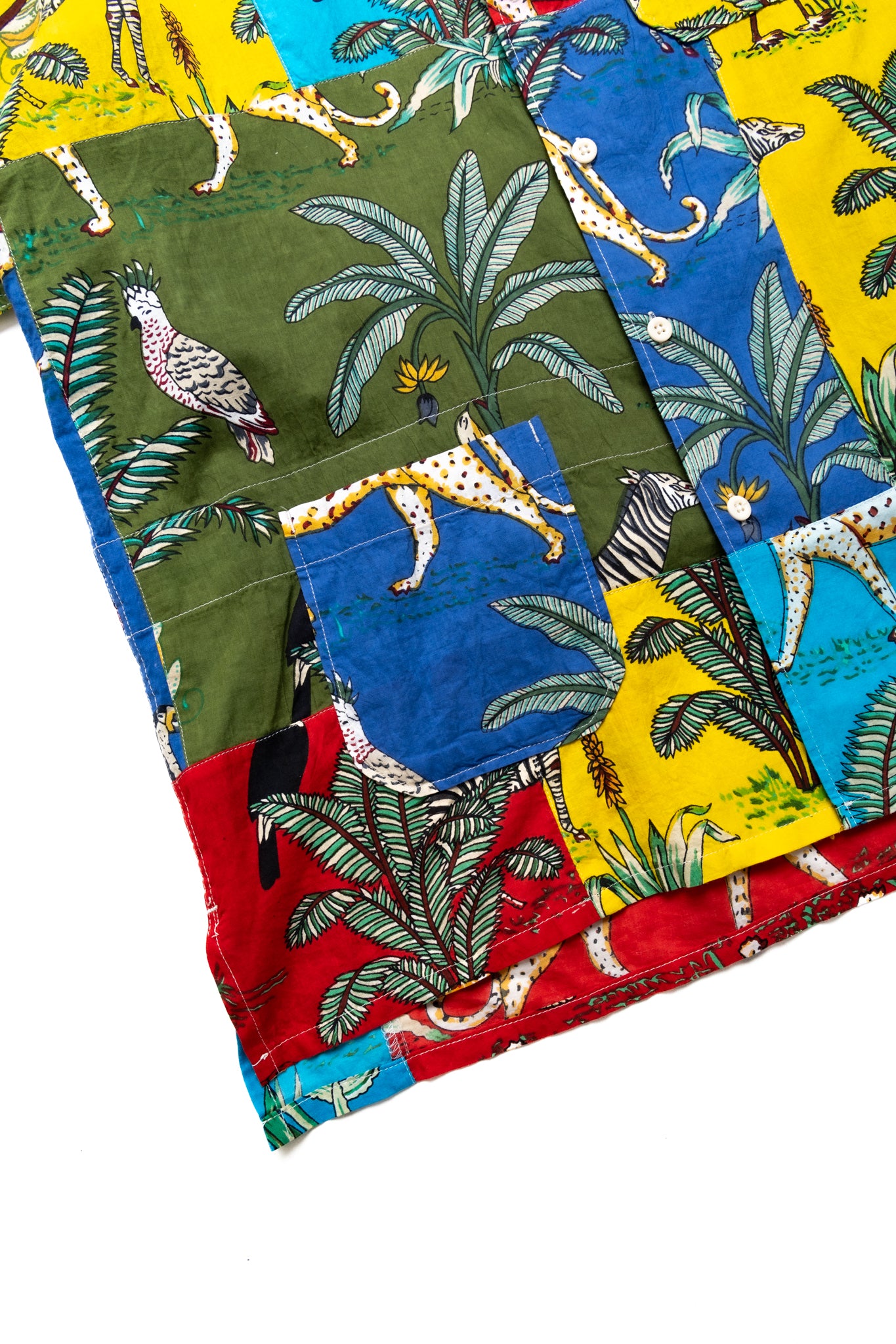 Camp Shirt Multi Color Animal Print Patchwork