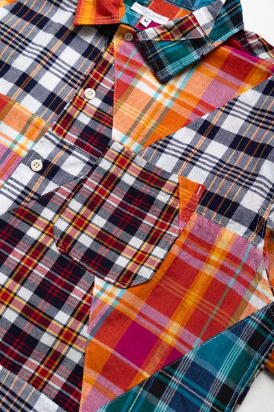 Camp Shirt Multi Color Triangle Patchwork Madras