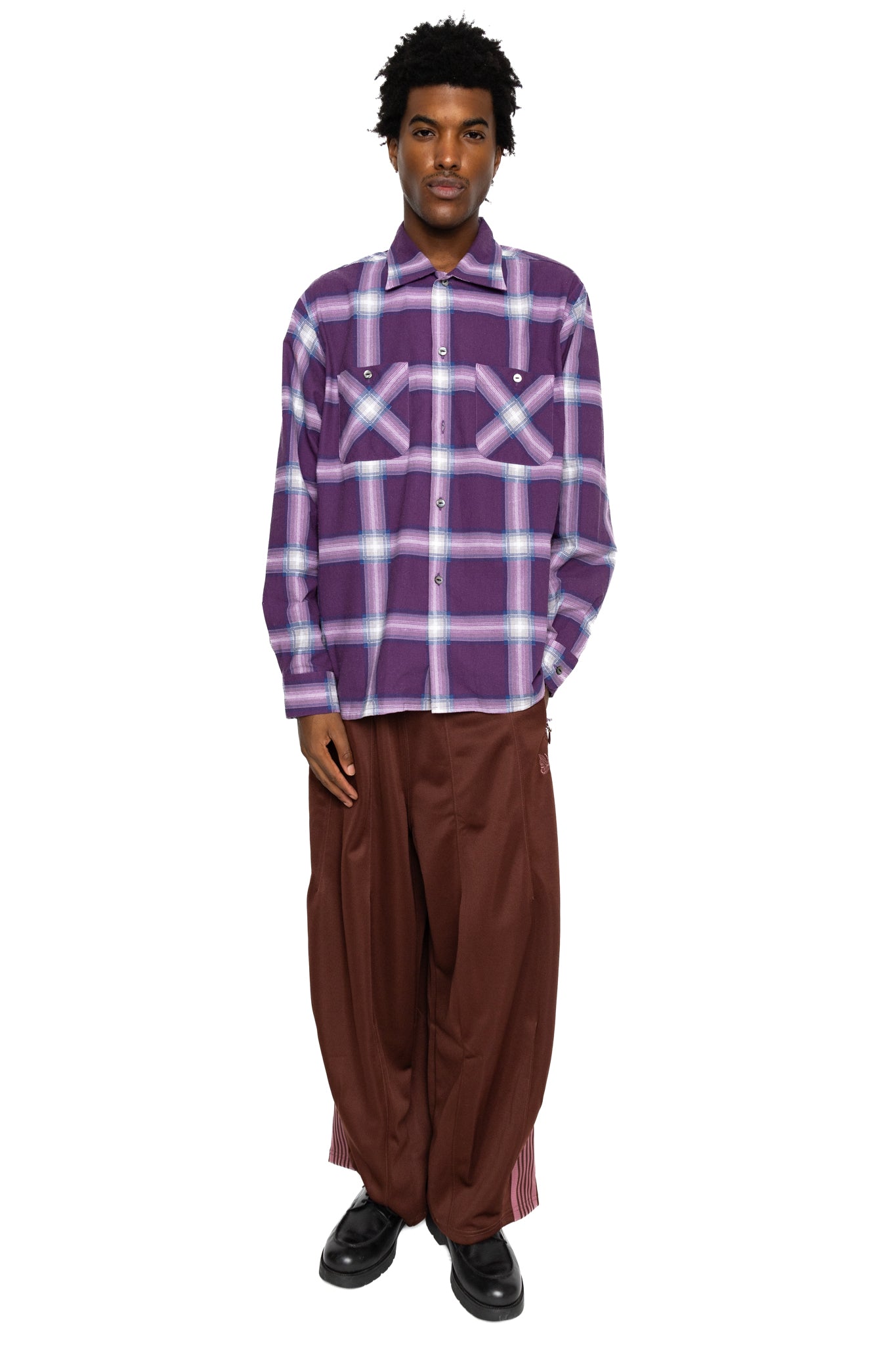 One-Up Shirt Printed Flannel Plaid - Purple