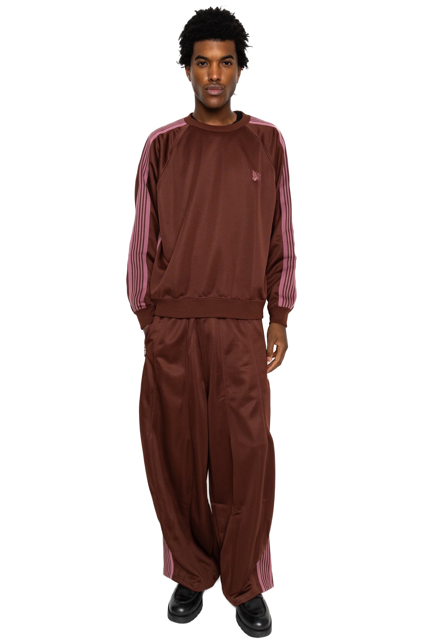 Track Crew Neck Shirt Poly Smooth - Brown