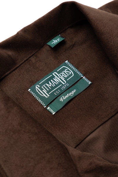L/S Camp Shirt With 1 Pocket - Dark Brown Thin Wale Corduroy
