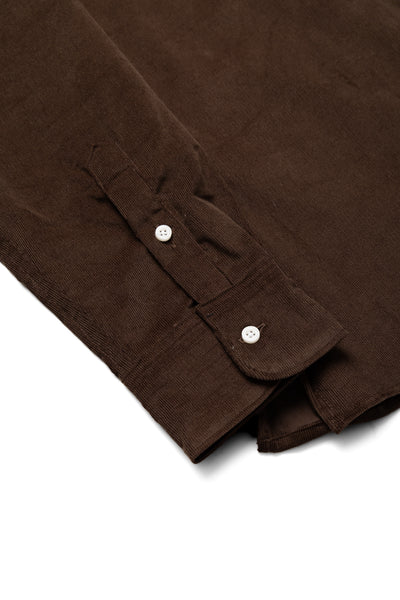 L/S Camp Shirt With 1 Pocket - Dark Brown Thin Wale Corduroy