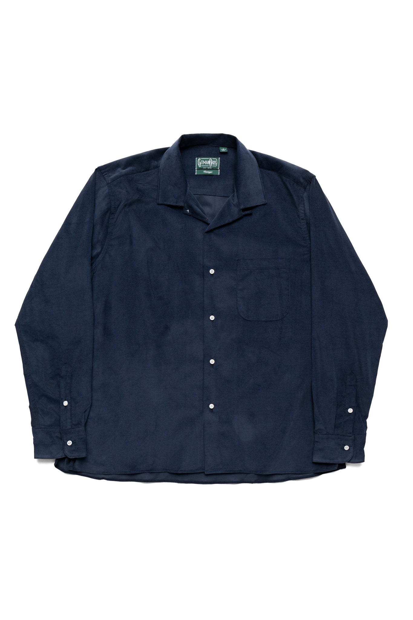 L/S Camp Shirt With 1 Pocket - Navy Thin Wale Corduroy