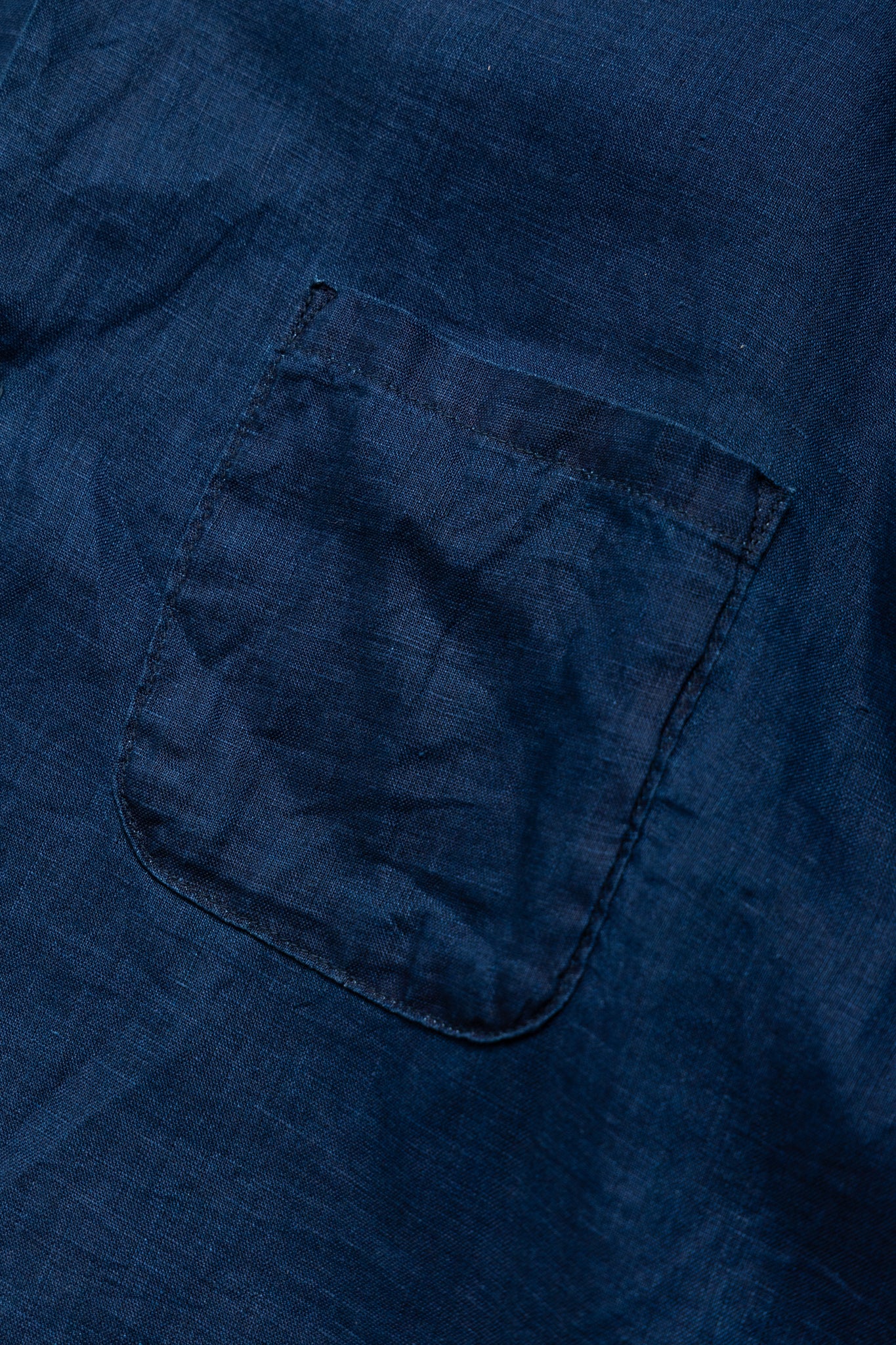 French Cloth Linen WRANGLE Collar Aloha Shirt (SOUFFLEMON) - Indigo
