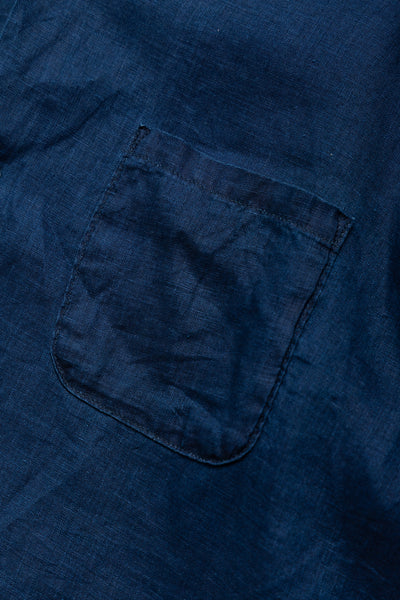 French Cloth Linen WRANGLE Collar Aloha Shirt (SOUFFLEMON) - Indigo