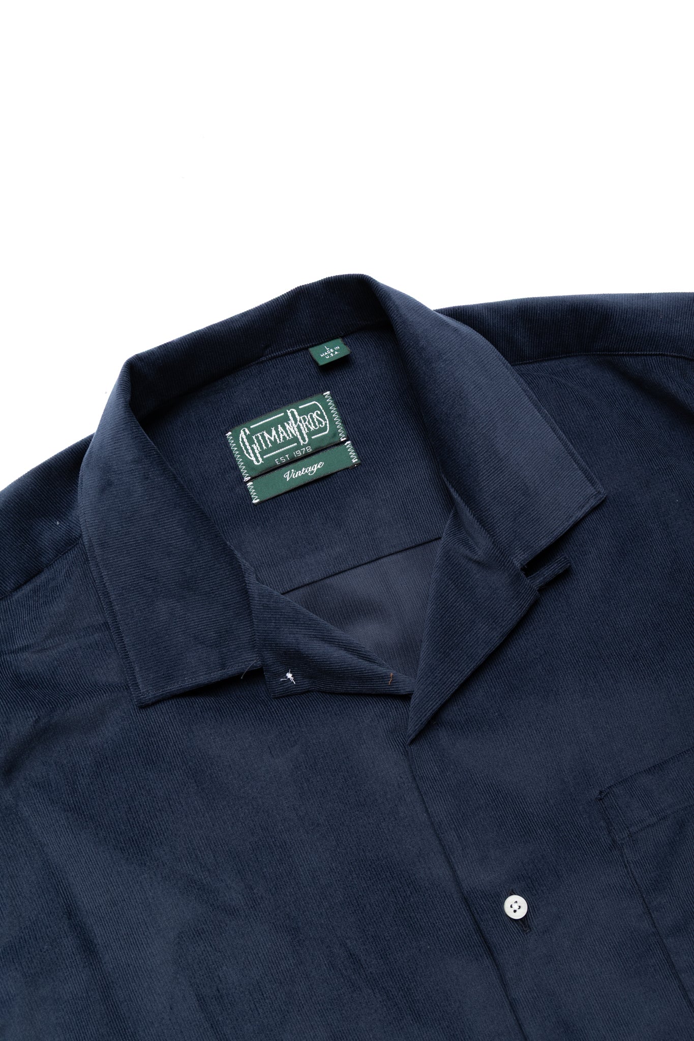 L/S Camp Shirt With 1 Pocket - Navy Thin Wale Corduroy